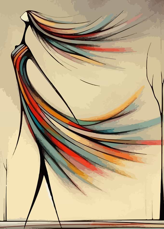 Abstract Woman with Flowing Colorful Hair