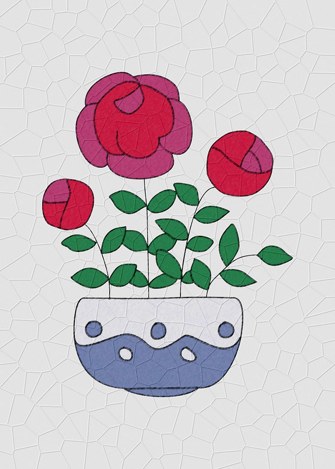 Stylized Floral Arrangement in Pot