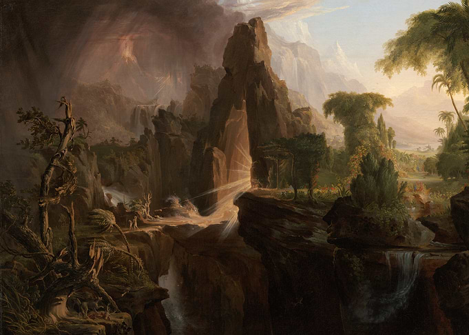 Dramatic Landscape Painting with Light Rays