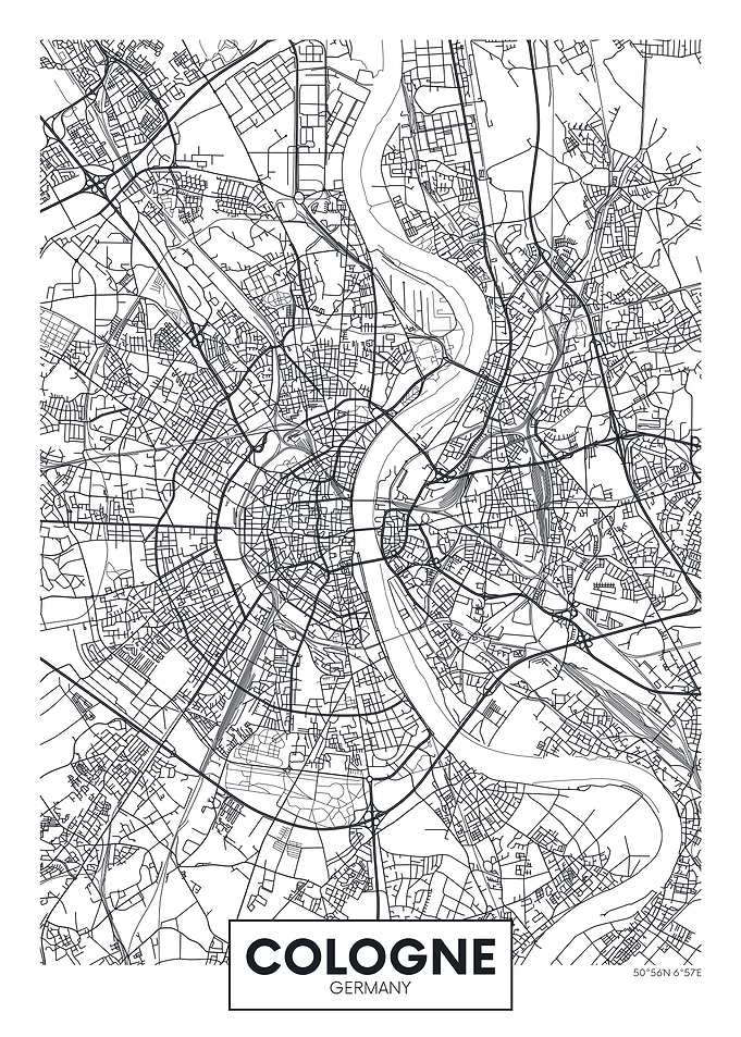 Cologne, Germany City Map