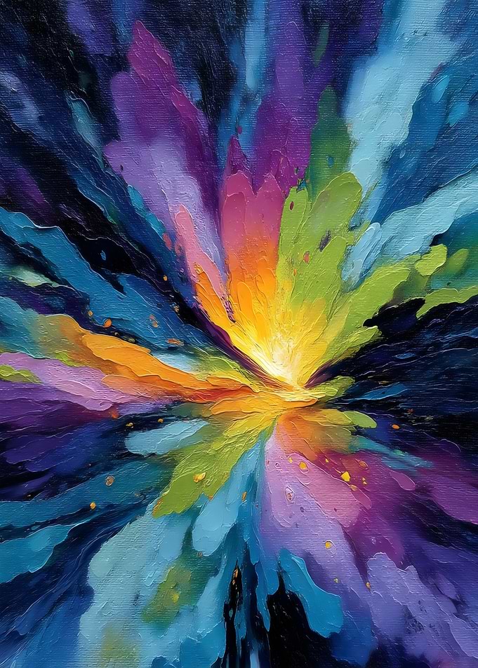 Neon Reflections: Impasto Urban Burst