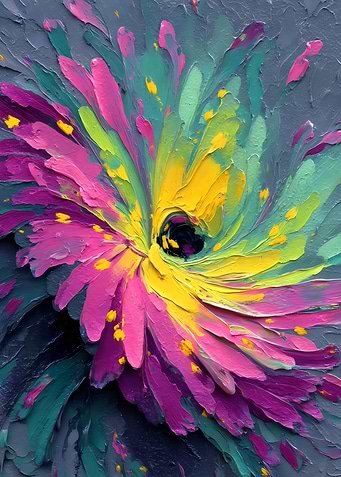 Color Burst Swirl: Impasto Texture Explosion