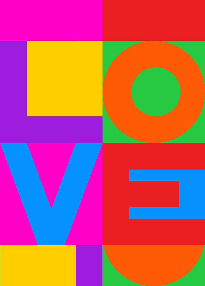 Colorful Geometric Love Typography Art