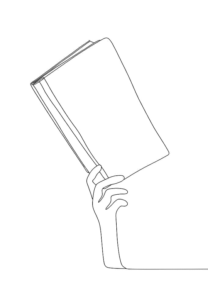 Minimalist Line Art: Hand Holding Book