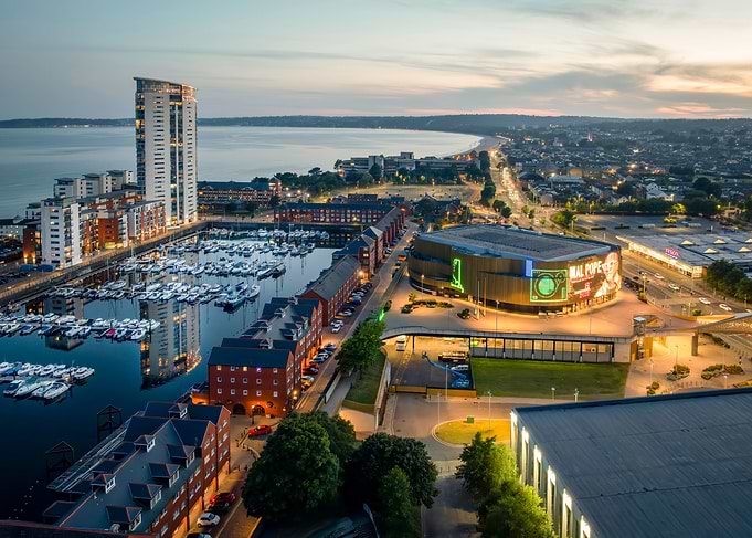 Swansea City at dusk