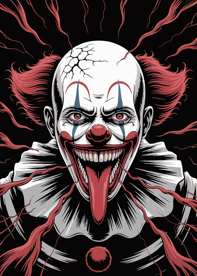 Creepy Clown with Tongue Out