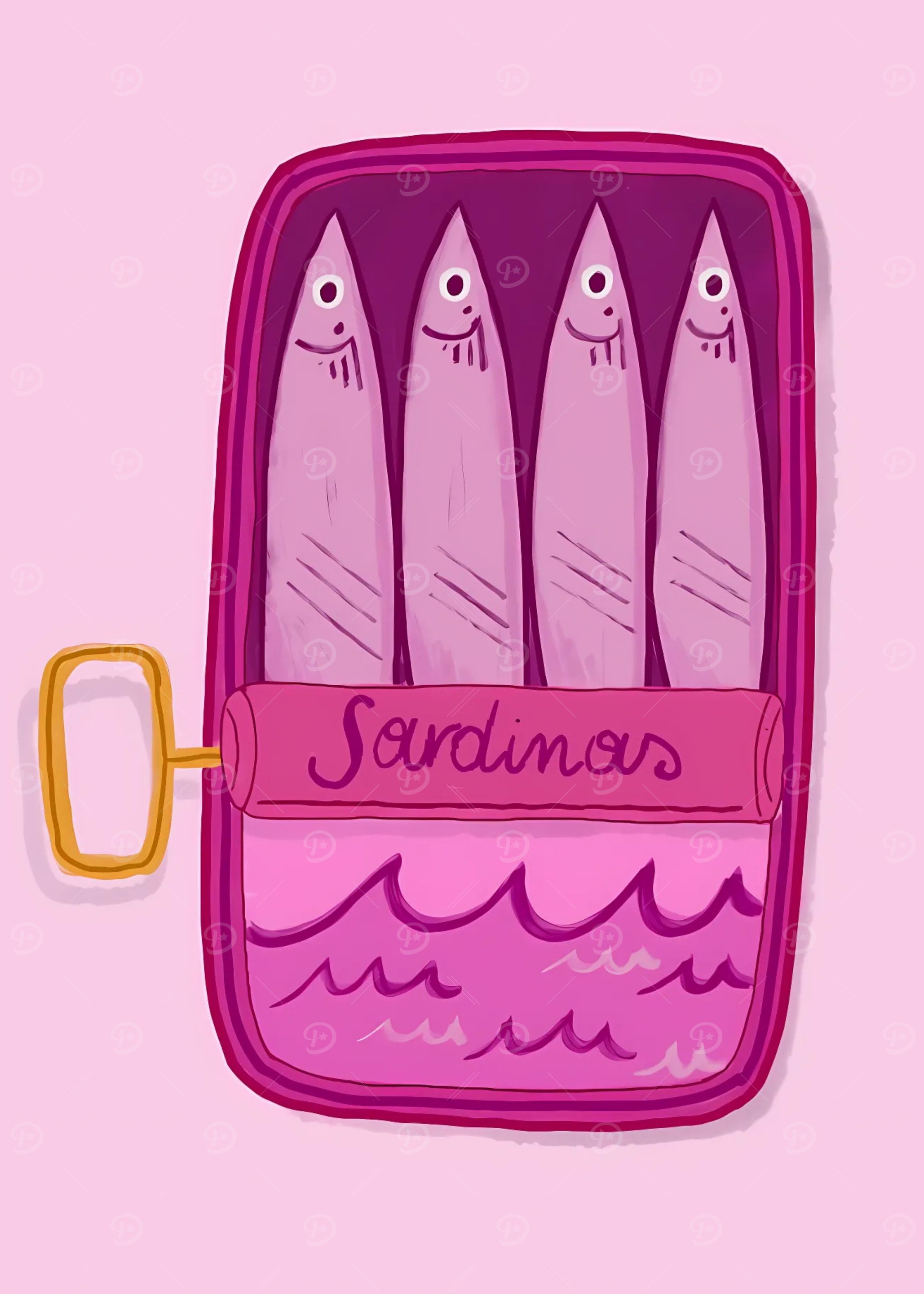 Pink Sardines Can Illustration
