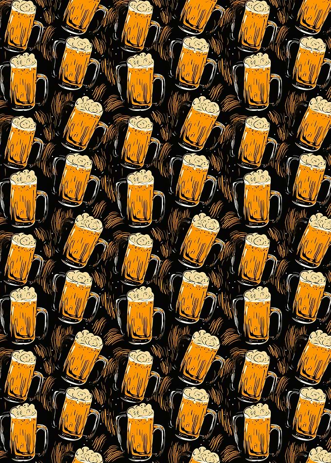 Beer Mug Pattern on Black Background