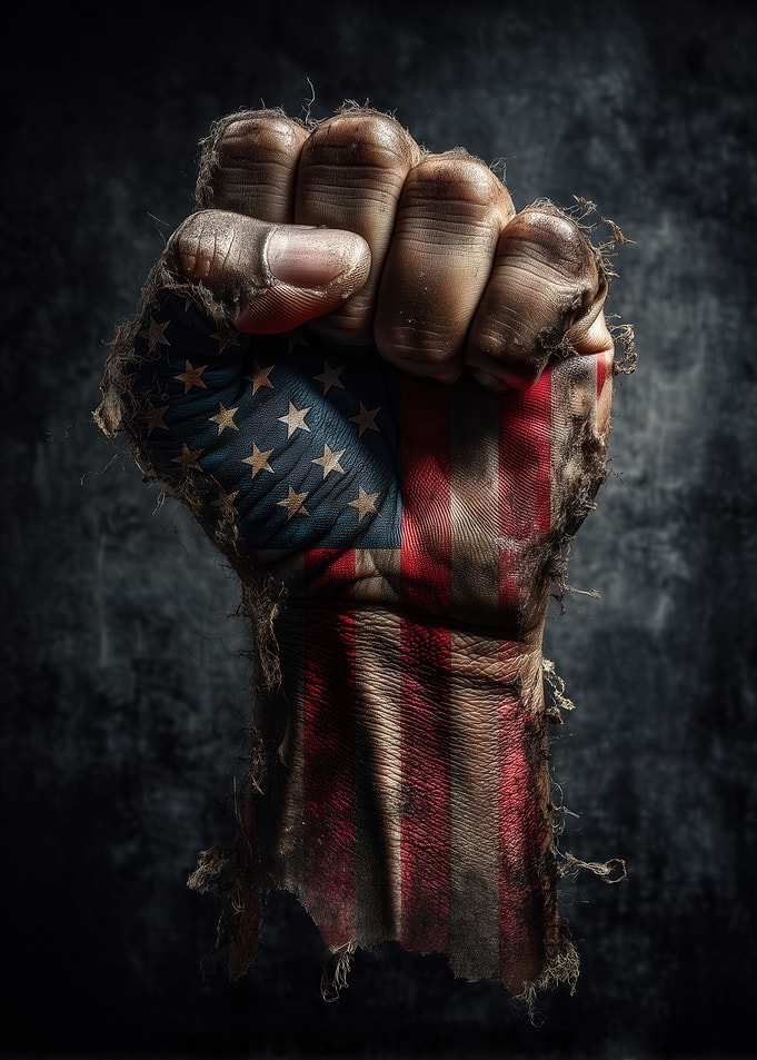 American Flag Fist of Protest