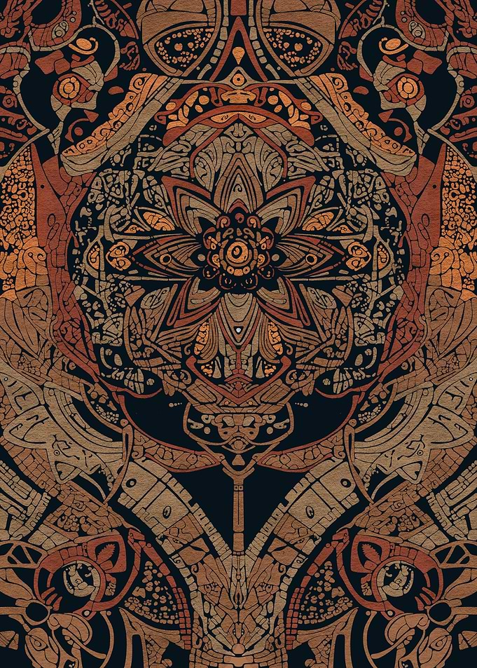 Ornate Floral Pattern in Earth Tones [Obsidian Bloom]
