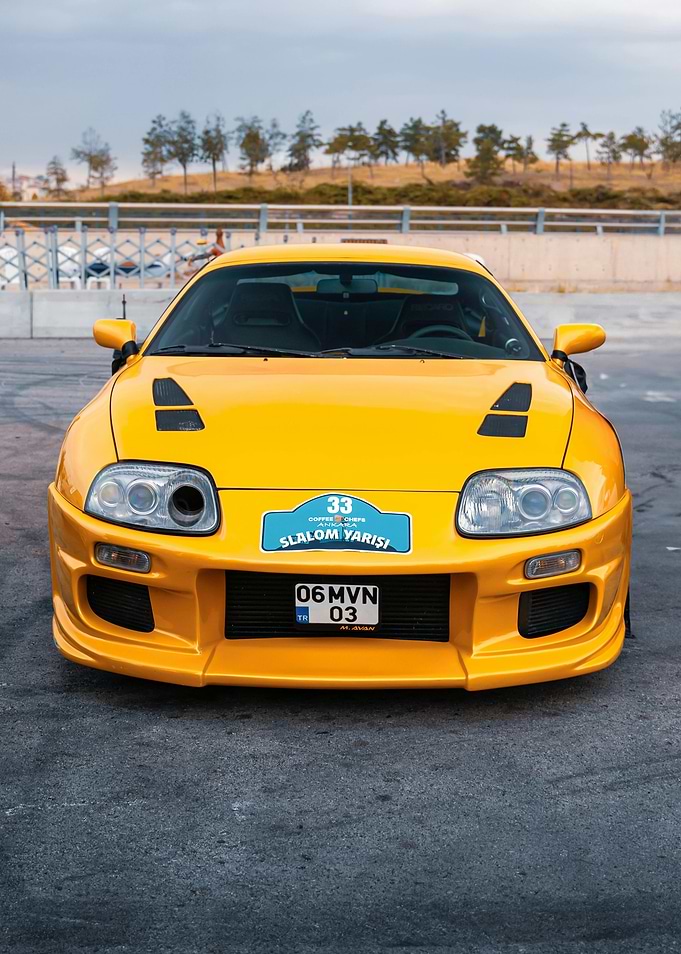 Yellow Toyota Supra Front View
