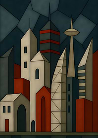 Abstract Cityscape with Geometric Buildings