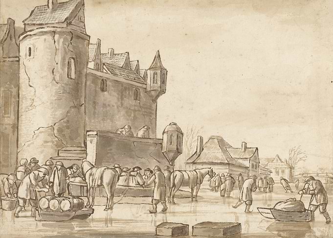 Winter Scene with Castle and Figures