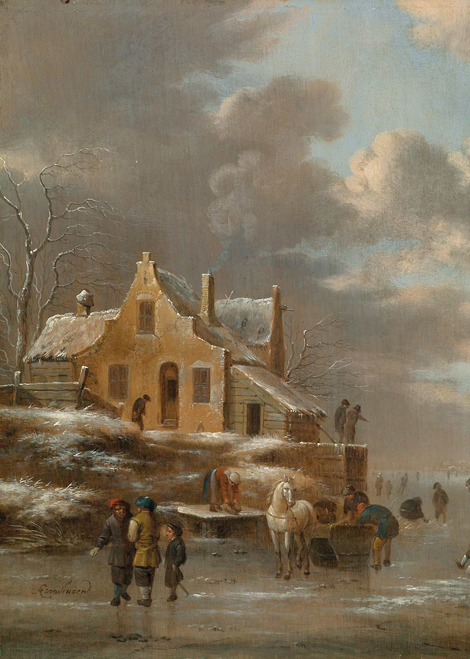 Winter Landscape with Ice Skaters Painting