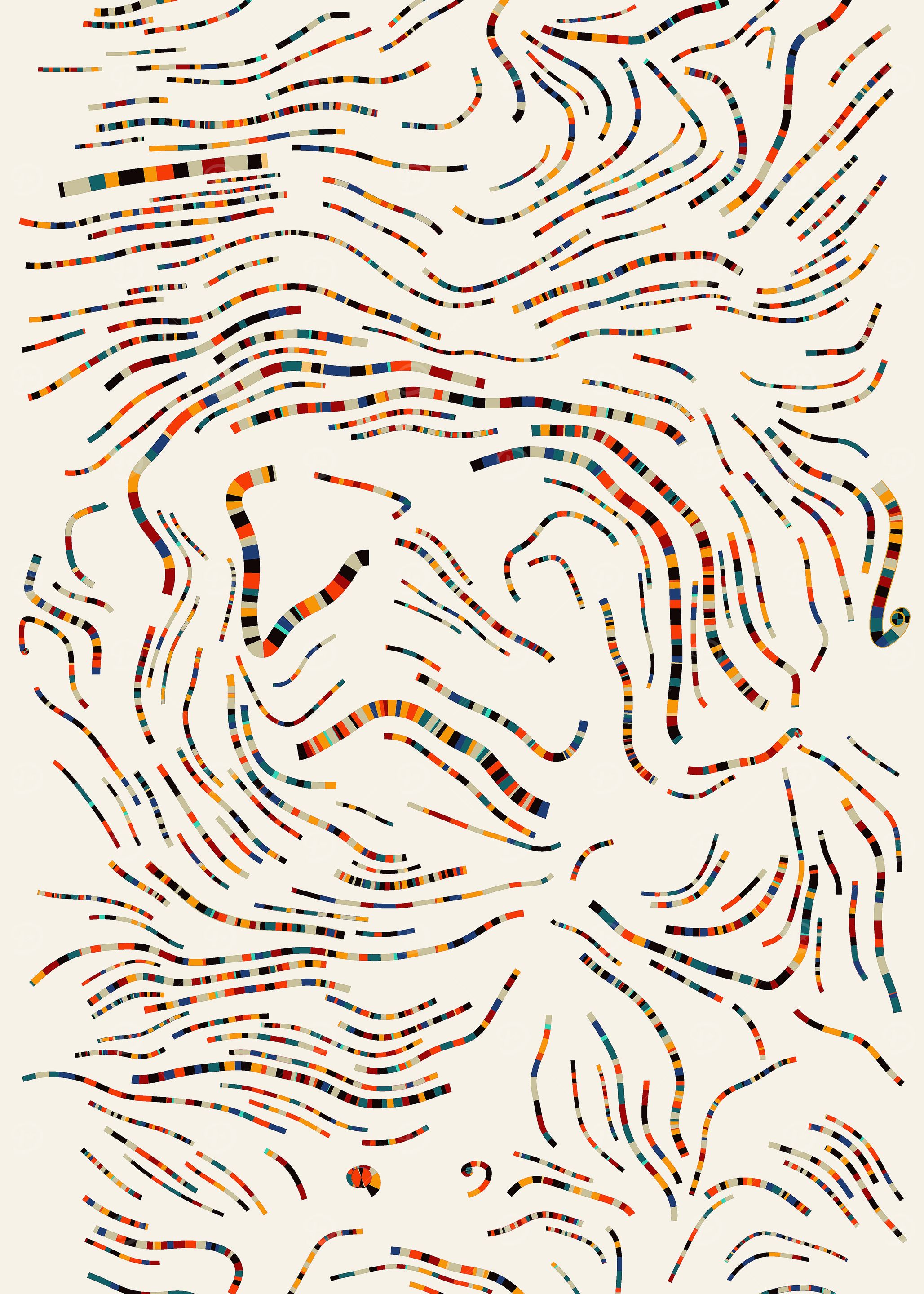 Abstract Multicolored Striped Lines on Beige