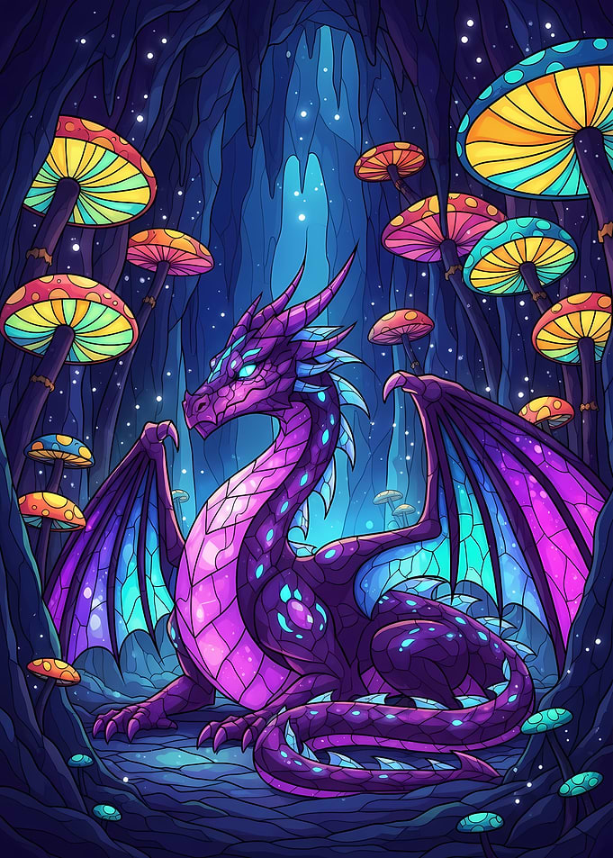 Purple Dragon in Mushroom Cave