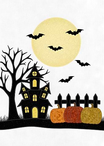 Halloween Night Scene with Haunted House