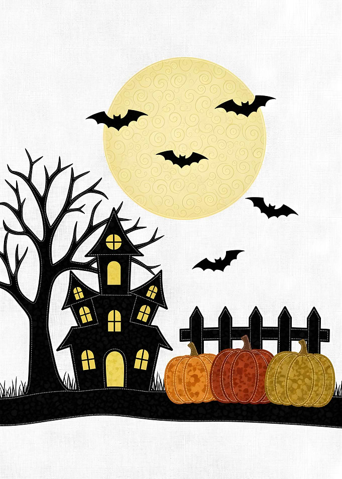 Halloween Night Scene with Haunted House