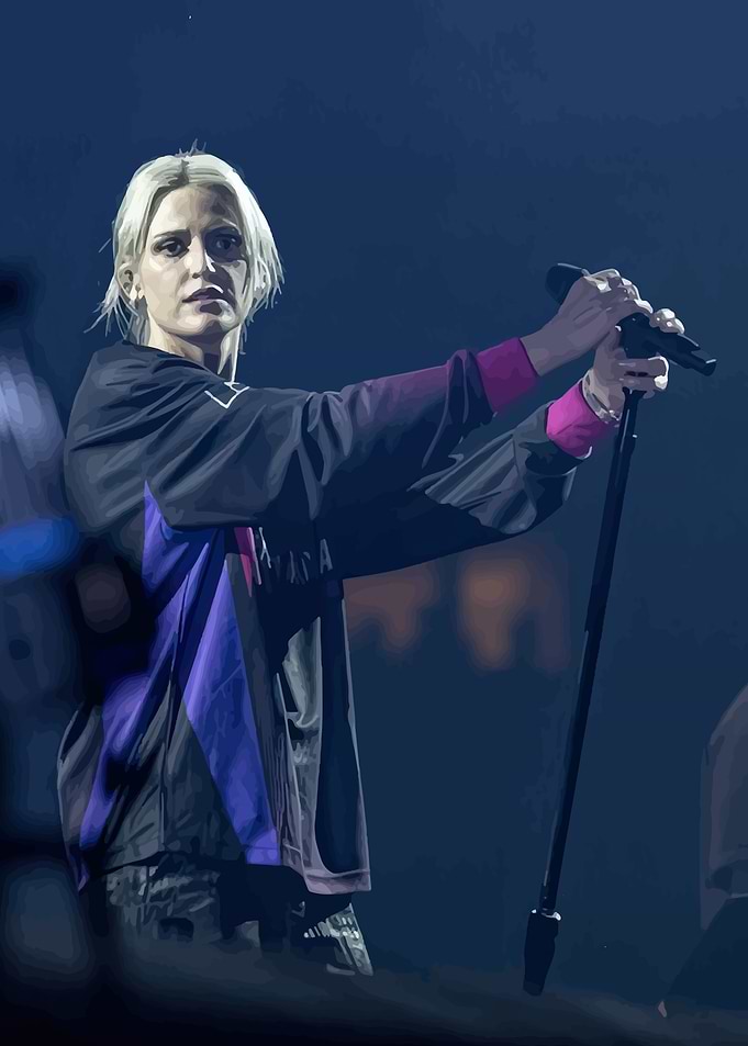 Singer performing on stage with microphone