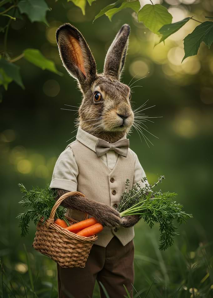 Dapper Rabbit with Carrots and Herbs