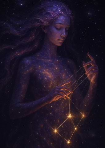 Celestial Woman with Star Constellation