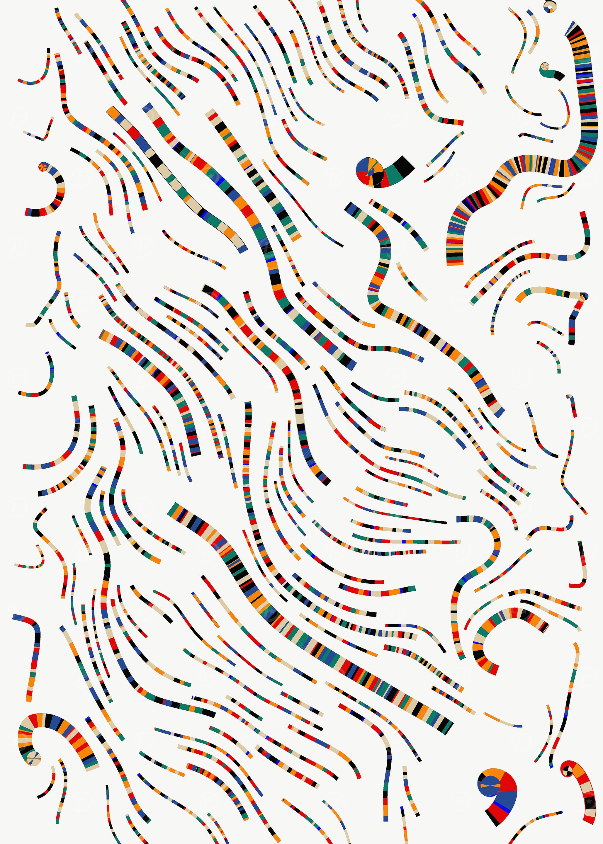 Abstract Multicolored Striped Lines on White