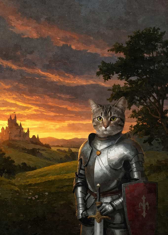 Cat Knight in Shining Armor