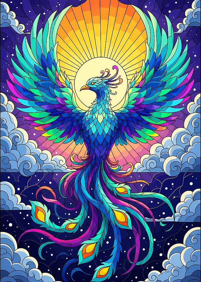 Colorful Phoenix Rising Digital Art