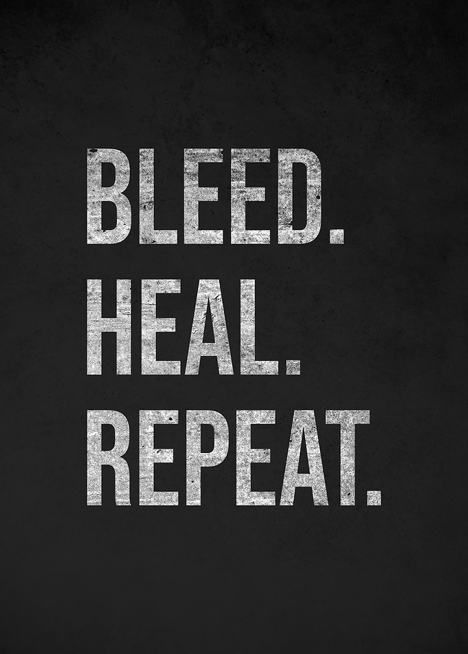 Bleed Heal Repeat – Gritty Motivational Quote Poster