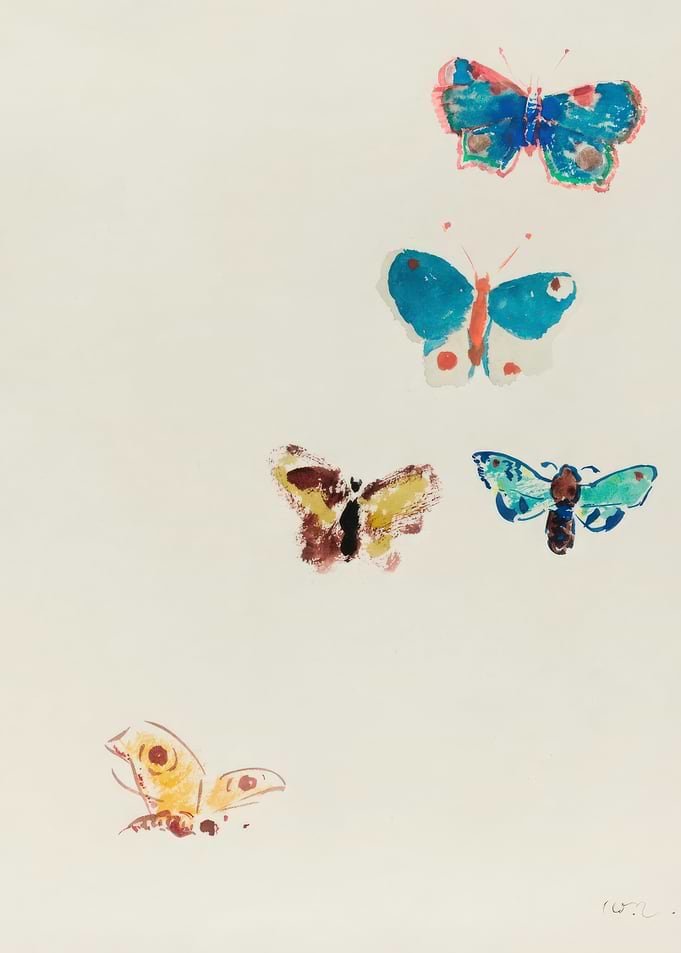 Watercolor Butterflies on White Background