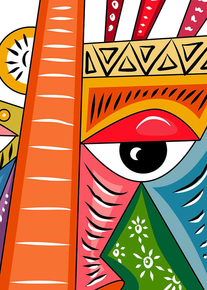 Abstract Colorful Face Illustration