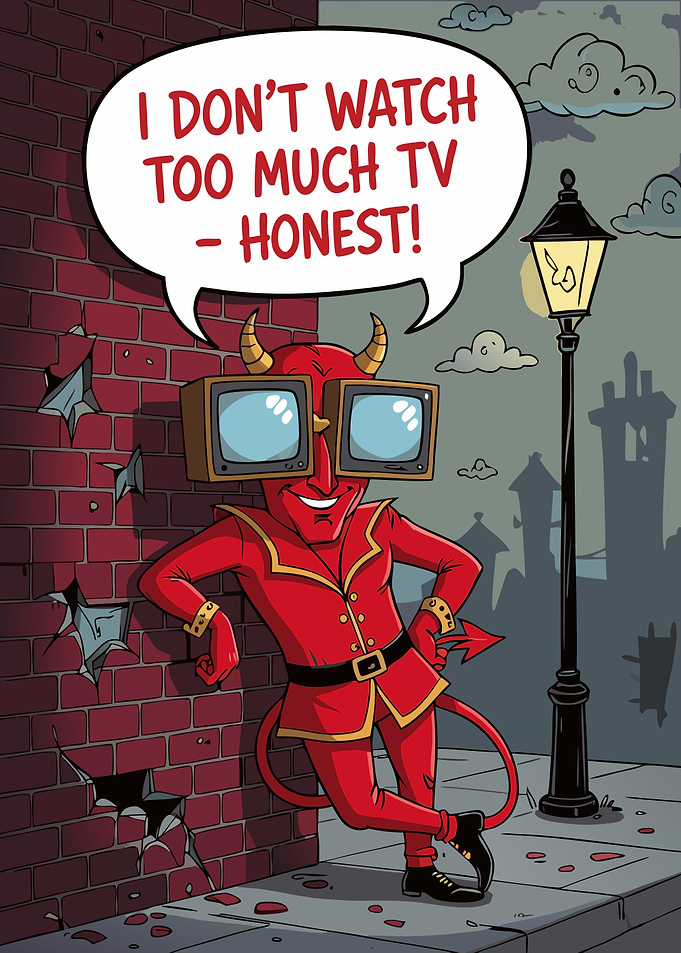 Cartoon Devil with TV Head