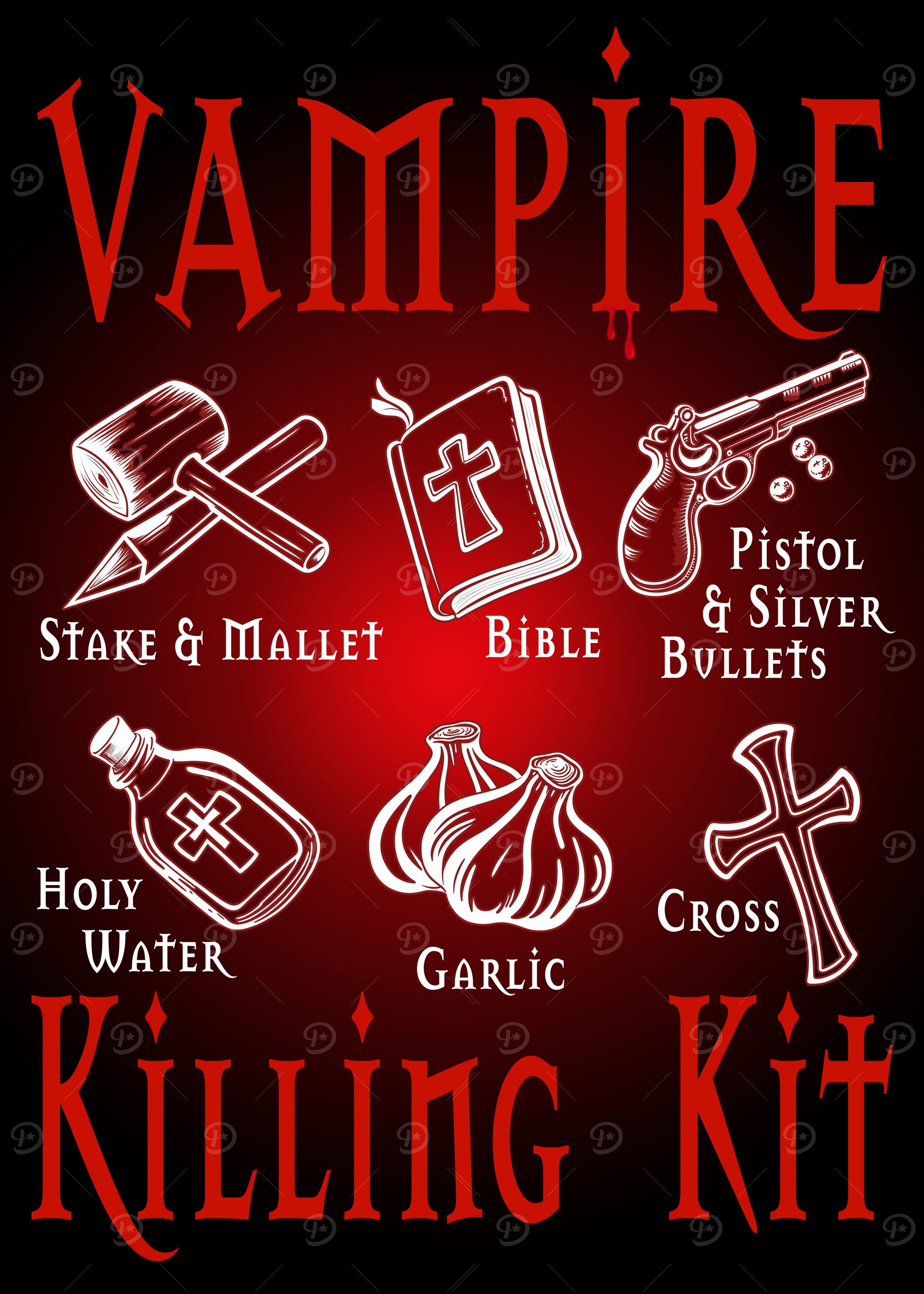 Funny Vampire Killing Kit Illustration