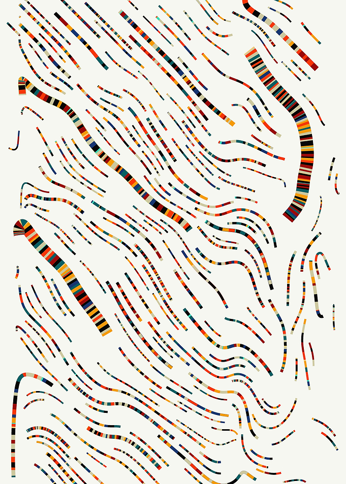 Abstract Colorful Striped Lines on White