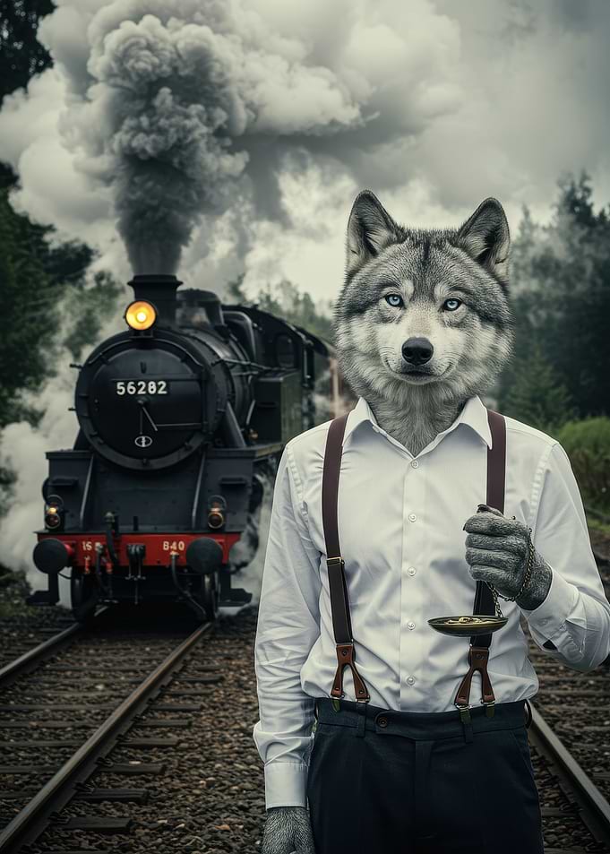 Wolfman with Train and Pocket Watch