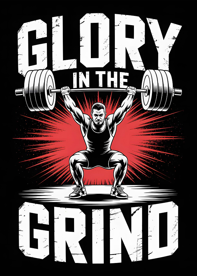 Glory in the Grind Weightlifting Illustration