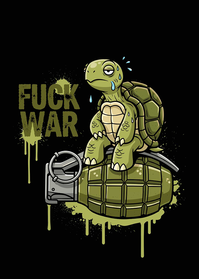Sad Turtle on Grenade - Anti-War