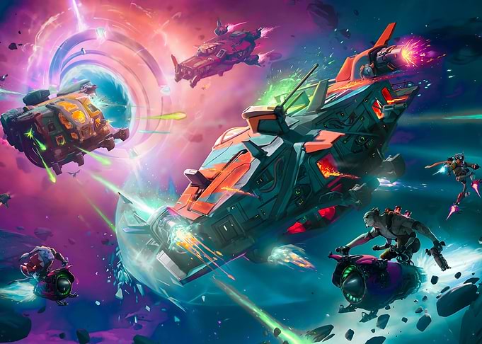 Space Battle with Spaceships and Characters