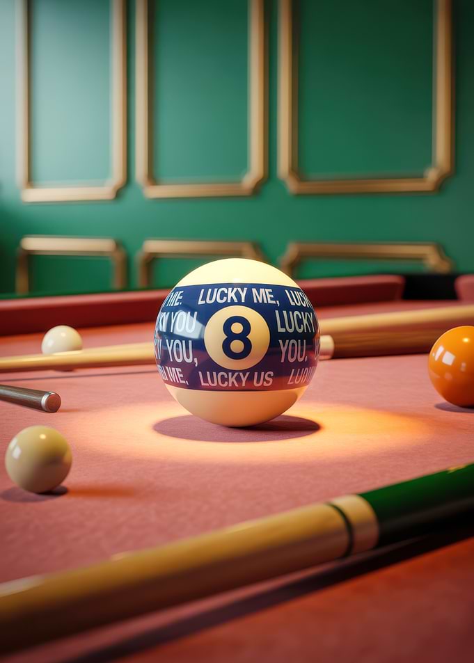 Lucky Eight Ball on Pool Table