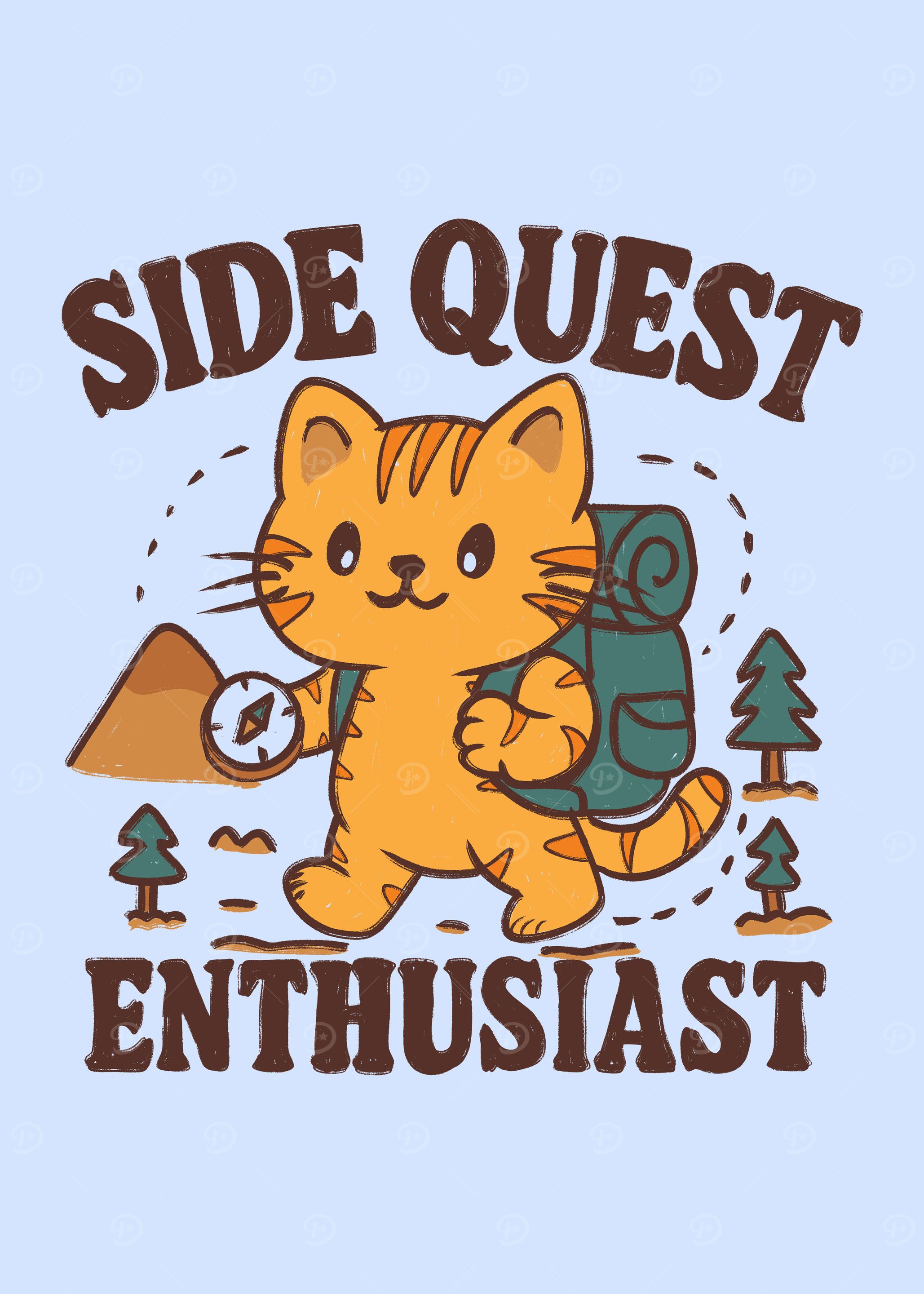 Side Quest Enthusiast Cat Cartoon