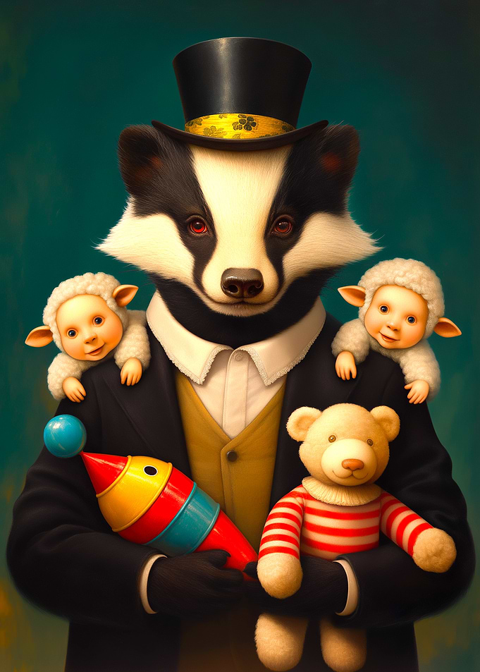 Badger in Suit with Toys