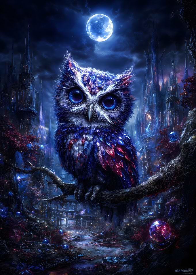 Mystical Owl in a Fantasy Landscape
