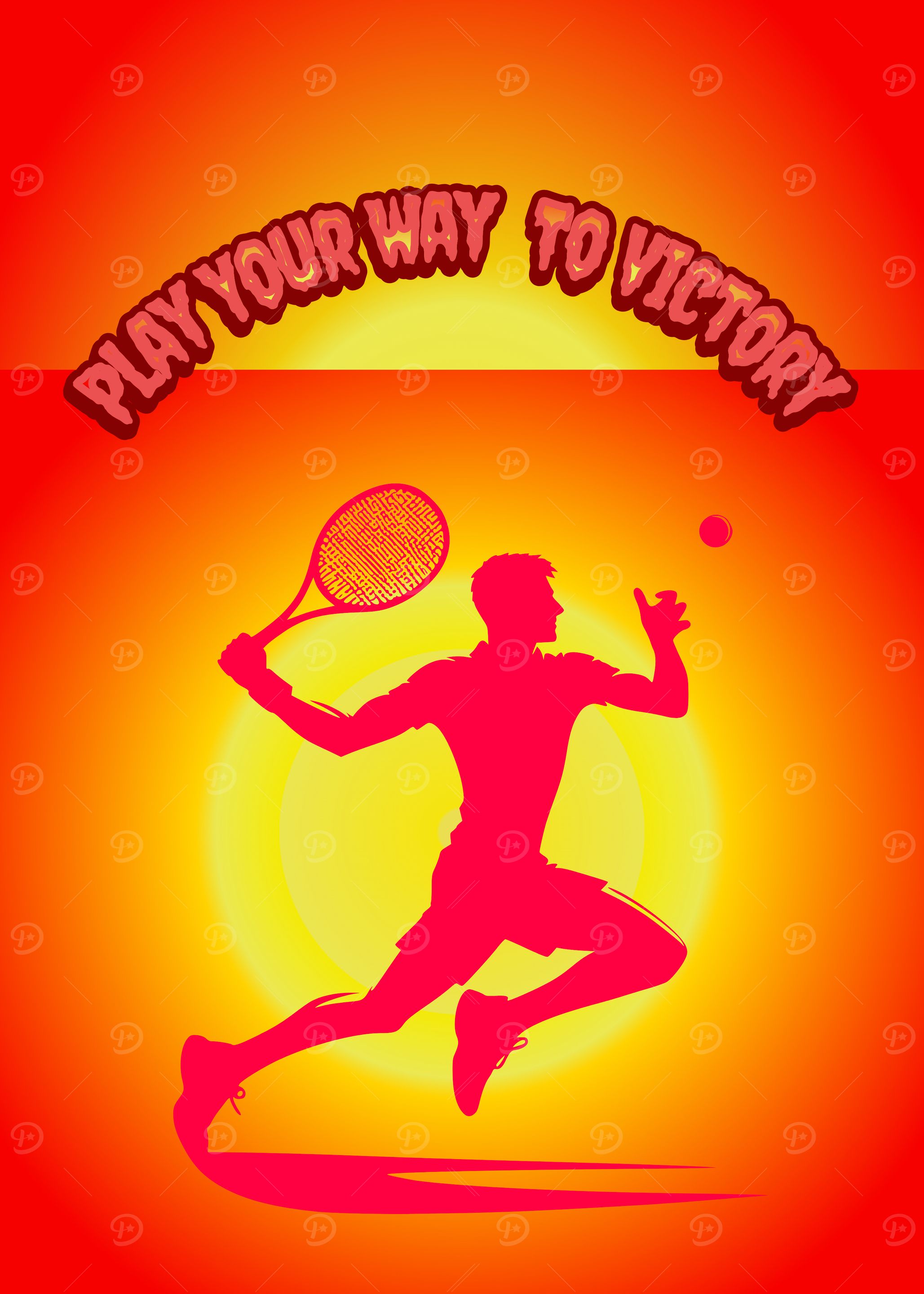 Tennis Player Silhouette with Motivational Text