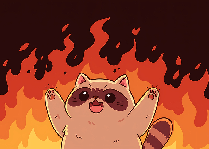 Raccoon in Flames