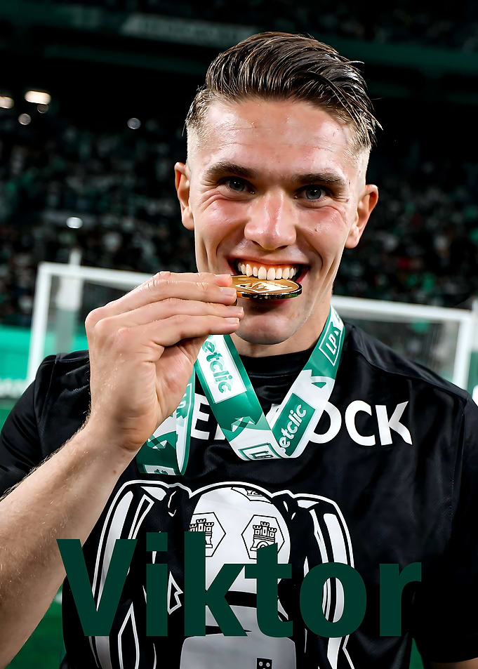 Viktor Celebrates with Gold Medal