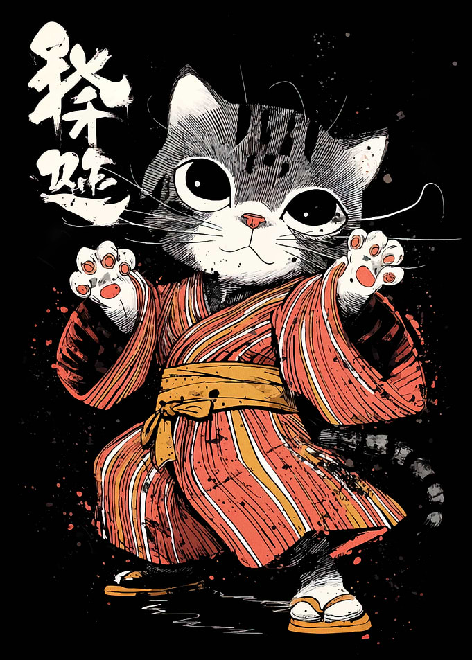 Martial Arts Cat in Kimono