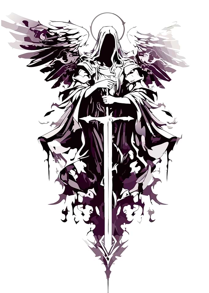 Dark Angel with Sword Illustration