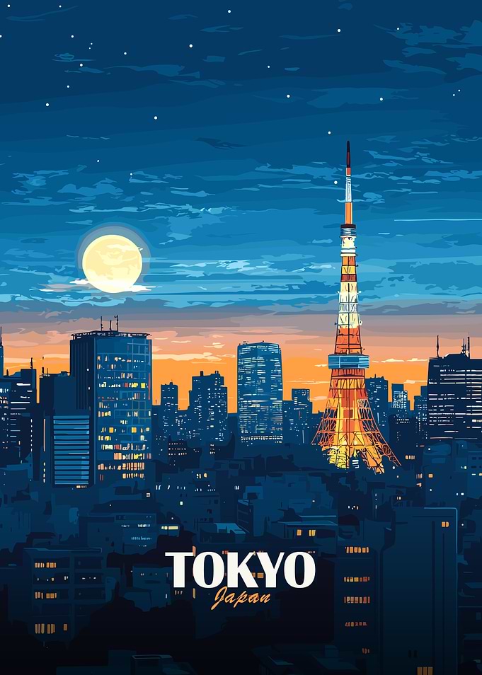 Tokyo Japan Cityscape at Night