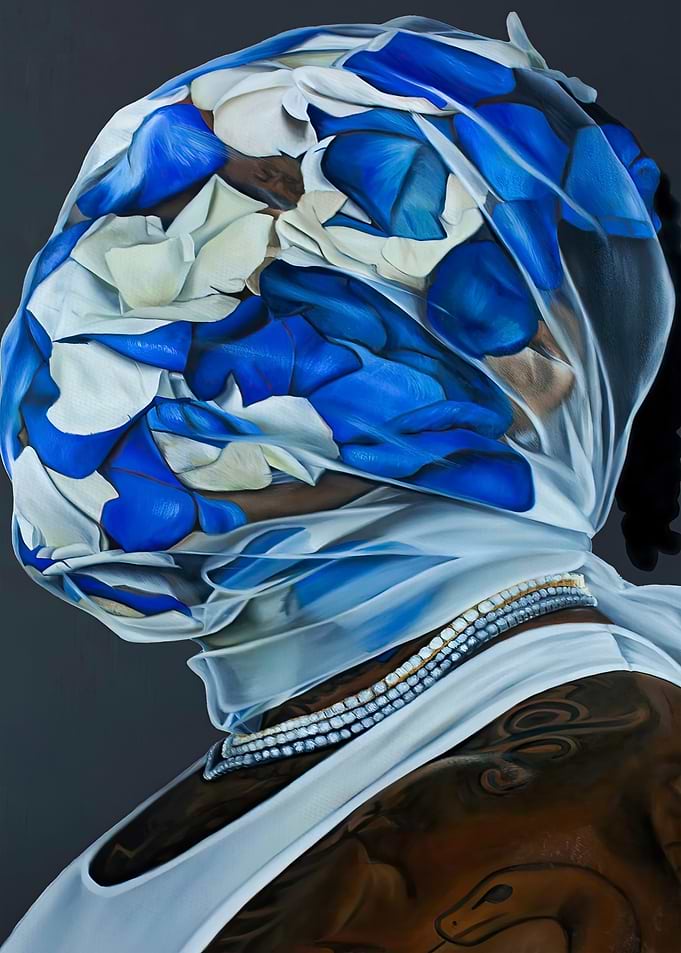 Woman with Blue and White Headscarf