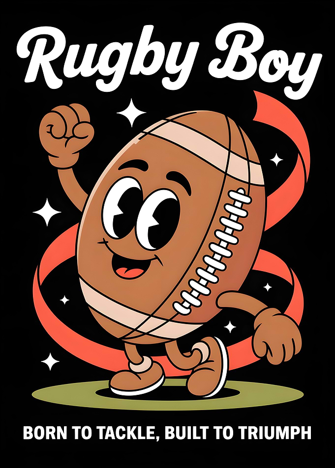 Rugby Boy Cartoon Illustration